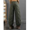 image:imagechouyatou Womens Winter Drawstring Elastic Waist Snow Ski Down Alternative Capri Pants with PocketsArmy Green