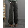 image:imagechouyatou Womens Winter Drawstring Elastic Waist Snow Ski Down Alternative Capri Pants with PocketsBlack