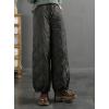 image:imagechouyatou Womens Winter Drawstring Elastic Waist Snow Ski Down Alternative Capri Pants with PocketsBlack