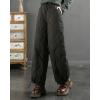 image:imagechouyatou Womens Winter Drawstring Elastic Waist Snow Ski Down Alternative Capri Pants with PocketsBlack