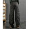 image:imagechouyatou Womens Winter Drawstring Elastic Waist Snow Ski Down Alternative Capri Pants with PocketsBlack