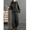 image:imagechouyatou Womens Winter Drawstring Elastic Waist Snow Ski Down Alternative Capri Pants with PocketsBlack