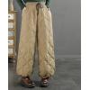 image:imagechouyatou Womens Winter Drawstring Elastic Waist Snow Ski Down Alternative Capri Pants with PocketsKhaki