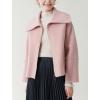 image:imagechouyatou Womens Winter Wool Cropped Jacket Coat Lapel Collar Zip Up Loose Short Outerwear