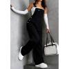 image:imagechouyatou Womens Y2k Distressed Denim Bib Overalls Adjustable Strap Wide Leg Jeans Boyfriend Street Jumpsuit PantsBlack