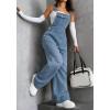 image:imagechouyatou Womens Y2k Distressed Denim Bib Overalls Adjustable Strap Wide Leg Jeans Boyfriend Street Jumpsuit PantsLight Blue