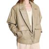 image:imagechouyatou Women Fall Notch Lapel Moto Faux Leather Jacket Oversized Boyfriend Leather Bomber Jacket Blazer