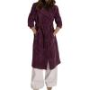 image:imagechouyatou Womens 2025 Winter Faux Suede Long Trench Coat Double Breasted Business Casual Pea Coat OvercoatWine Red