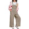 image:imagechouyatou Womens Adjustable Strap Striped Overall Wide Leg Baggy Casual One Piece Pant JumpsuitsCoffee