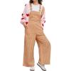 image:imagechouyatou Womens Adjustable Strap Striped Overall Wide Leg Baggy Casual One Piece Pant JumpsuitsOrange