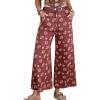 image:imagechouyatou Womens Baggy Wide Leg Floral Jeans Y2K Boyfriend Denim Ankle Boho Pants Palazzo Cropped JeansRed