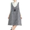 image:imagechouyatou Womens Vintage Plaid Wool Overall Jumper Midi Dress Casual A Line Tunic Shift Tank Short DressBlack and White