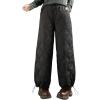 image:imagechouyatou Womens Winter Drawstring Elastic Waist Snow Ski Down Alternative Capri Pants with PocketsBlack