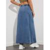 image:imagechouyatou Womens Casual Paperbag Elastic High Waist A Line Long Maxi Flare Denim SkirtBlue