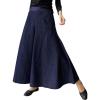 image:imagechouyatou Womens Baggy Wide Leg Denim Pants Elastic High Waist Loose Fit Flare Trousers Culotte JeansDark Blue