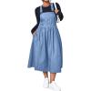 image:imagechouyatou Womens Retro Adjustable Strap Denim Overall Dress ALine Midi Long Tank Pinafore Jean DressLight Blue