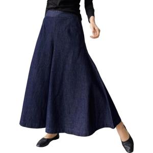 image:imagechouyatou Womens Baggy Wide Leg Denim Pants Elastic High Waist Loose Fit Flare Trousers Culotte JeansDark Blue