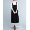image:imagechouyatou Womens Fall Corduroy Overall Dress Button Front Pinafore Midi Jumper Dresses with PocketsBlack