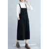 image:imagechouyatou Womens Fall Corduroy Overall Dress Button Front Pinafore Midi Jumper Dresses with PocketsBlack