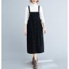image:imagechouyatou Womens Fall Corduroy Overall Dress Button Front Pinafore Midi Jumper Dresses with PocketsBlack