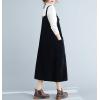 image:imagechouyatou Womens Fall Corduroy Overall Dress Button Front Pinafore Midi Jumper Dresses with PocketsBlack