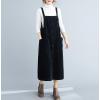 image:imagechouyatou Womens Fall Corduroy Overall Dress Button Front Pinafore Midi Jumper Dresses with PocketsBlack