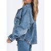 image:imagechouyatou Womens 2025 Fall Boyfriend Denim Jacket Y2K Casual Button Down Oversized Jean Jacket ShacketsBlue