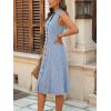 image:imagechouyatou Womens Sleeveless Denim Tank Dress V Neck Button Front A Line Midi Jean Sundress with PocketsLight Blue