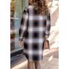 image:imagechouyatou Womens Elegant Herringbone Plaid Button Down Wool Blend Midi Long Shacket Jacket Coat with PocketsBrown