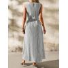 image:imagechouyatou Womens Tie Waist Striped Maxi Dress Sleeveless Cotton Beach Sundress Swing Tank Long Dress with PocketsBlack