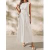 image:imagechouyatou Womens Tie Waist Striped Maxi Dress Sleeveless Cotton Beach Sundress Swing Tank Long Dress with PocketsKhaki