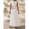 image:imagechouyatou Womens Tie Waist Striped Maxi Dress Sleeveless Cotton Beach Sundress Swing Tank Long Dress with PocketsKhaki
