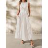image:imagechouyatou Womens Tie Waist Striped Maxi Dress Sleeveless Cotton Beach Sundress Swing Tank Long Dress with PocketsKhaki
