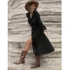 image:imagechouyatou Women Fall Belted Midi Long Corduroy Shirt Dress Long Sleeve Casual Western ALine Winter DressBlack