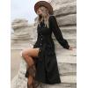 image:imagechouyatou Women Fall Belted Midi Long Corduroy Shirt Dress Long Sleeve Casual Western ALine Winter DressBlack