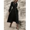 image:imagechouyatou Women Fall Belted Midi Long Corduroy Shirt Dress Long Sleeve Casual Western ALine Winter DressBlack