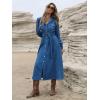 image:imagechouyatou Women Fall Belted Midi Long Corduroy Shirt Dress Long Sleeve Casual Western ALine Winter DressBlue