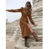 image:imagechouyatou Women Fall Belted Midi Long Corduroy Shirt Dress Long Sleeve Casual Western ALine Winter DressBrown