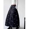 image:imagechouyatou Women Winter Floral Padded ALine Quilted Skirt Elastic Waist Warm Maxi Puffer Insulated SkirtBlack