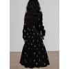 image:imagechouyatou Womens 2025 Fall Floral Corduroy Shirt Dress Button Down ALine Midi Long Winter DressBlack