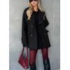 image:imagechouyatou Womens 2025 Fall Winter Double Breasted Wool Coat Mid Long Dressy Casual Pea Coat OvercoatBlack