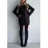 image:imagechouyatou Womens 2025 Fall Winter Double Breasted Wool Coat Mid Long Dressy Casual Pea Coat OvercoatBlack