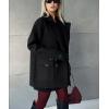 image:imagechouyatou Womens 2025 Fall Winter Double Breasted Wool Coat Mid Long Dressy Casual Pea Coat OvercoatBlack