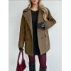 image:imagechouyatou Womens 2025 Fall Winter Double Breasted Wool Coat Mid Long Dressy Casual Pea Coat OvercoatBrown