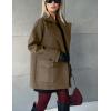 image:imagechouyatou Womens 2025 Fall Winter Double Breasted Wool Coat Mid Long Dressy Casual Pea Coat OvercoatBrown