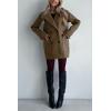 image:imagechouyatou Womens 2025 Fall Winter Double Breasted Wool Coat Mid Long Dressy Casual Pea Coat OvercoatBrown