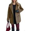 image:imagechouyatou Womens 2025 Fall Winter Double Breasted Wool Coat Mid Long Dressy Casual Pea Coat OvercoatBrown