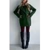 image:imagechouyatou Womens 2025 Fall Winter Double Breasted Wool Coat Mid Long Dressy Casual Pea Coat OvercoatGreen
