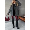image:imagechouyatou Womens 2025 Fall Winter Double Breasted Wool Coat Mid Long Dressy Casual Pea Coat OvercoatGrey