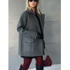 image:imagechouyatou Womens 2025 Fall Winter Double Breasted Wool Coat Mid Long Dressy Casual Pea Coat OvercoatGrey